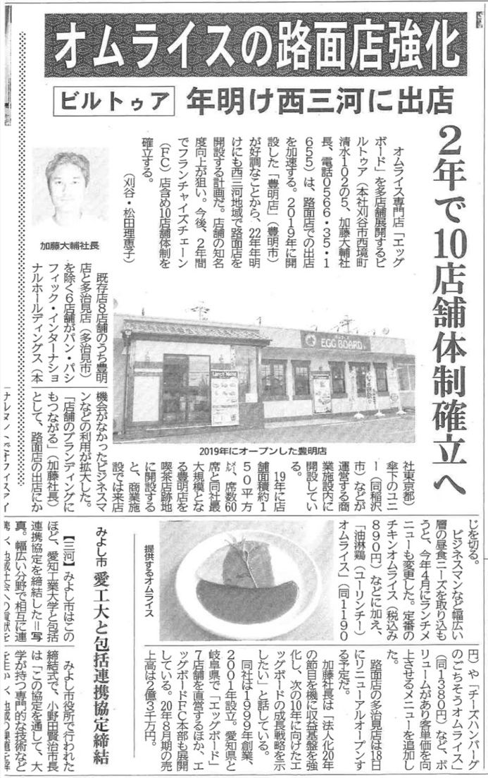 「中部経済新聞」に掲載されました！