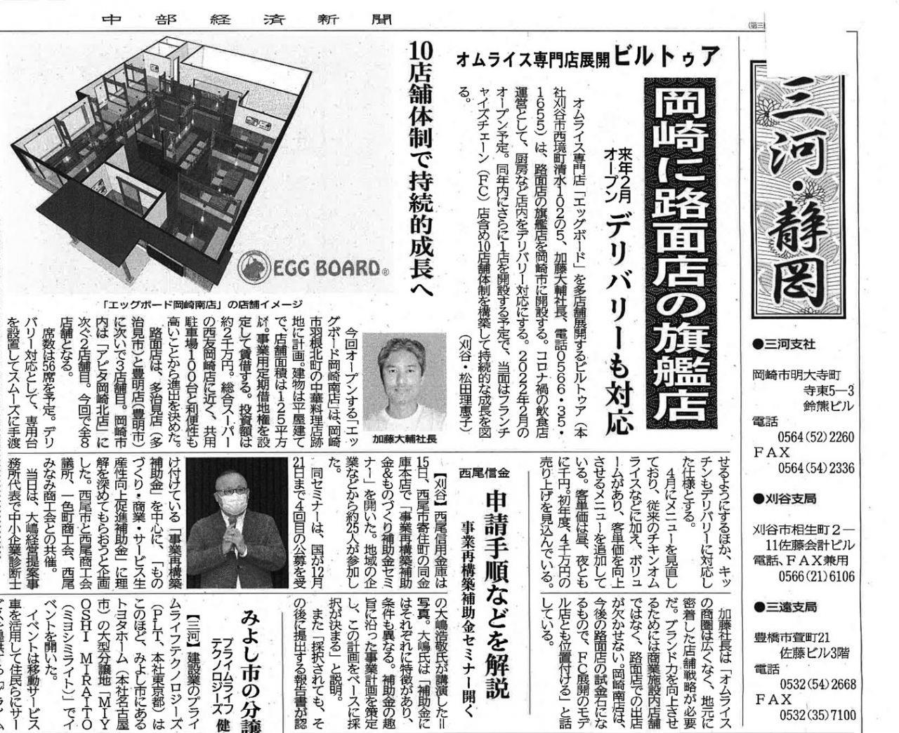 「中部経済新聞」に掲載されました！